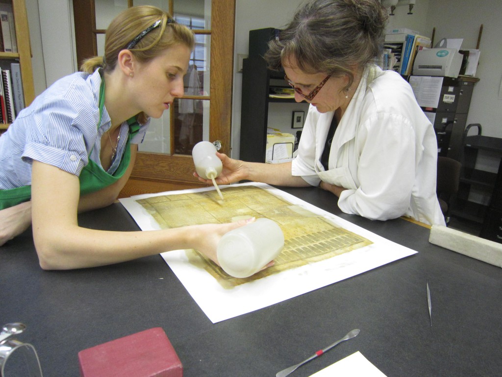 The author working closely with chief conservator Babette Gehnrich. 