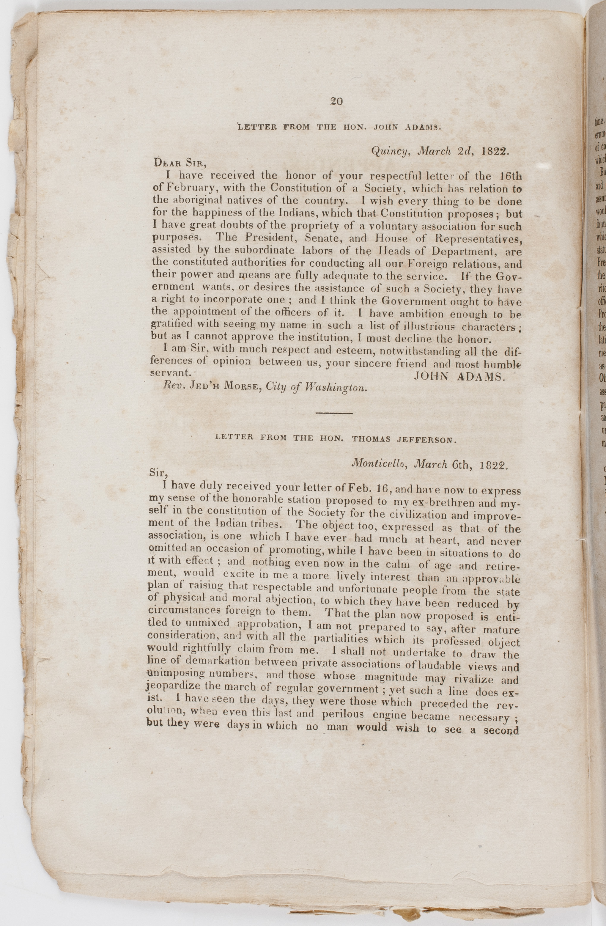 A Letter from Thomas Jefferson on the Plight of Native Americans