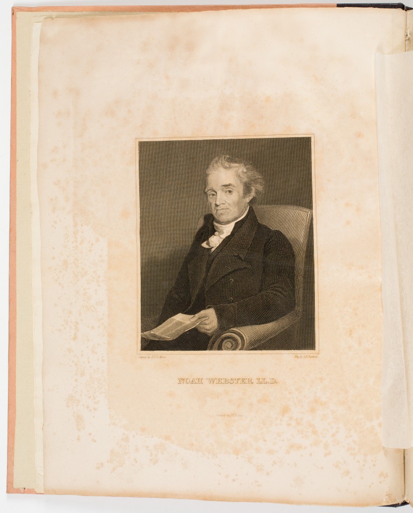 Frontispiece portrait of Noah Webster in An American Dictionary