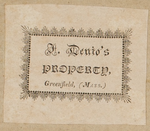 Detail of bookplate on bound volume of newspapers