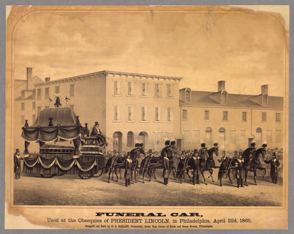 "Funeral car, used at the obsequies of President Lincoln, in Philadelphia, April 22d, 1865" by Jacob Haehnlen Philadelphia, 1865.