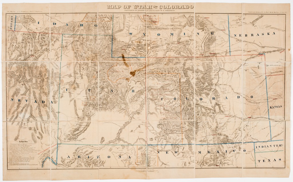 "Map of Utah and Colordo, Drawn by Order of Lieut. Genl. W. T. Sherman," 1869