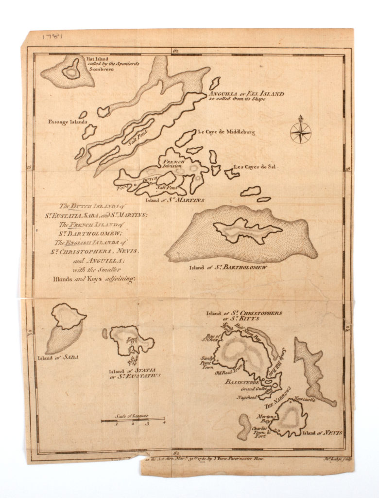 The island of Nevis is in the bottom right corner of this 1781 map published in London.