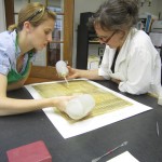 The author working closely with chief conservator Babette Gehnrich. 