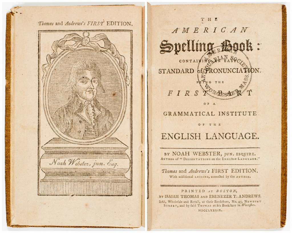 This edition of The American Spelling Book was printed by Ebenezer Andrews and AAS's founder, Isaiah Thomas