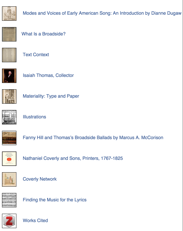 Table of Contents · Isaiah Thomas Broadside Ballads Project