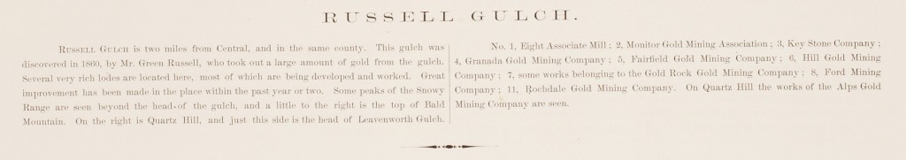 Description of Russell's Gulch from "Pencil Sketches of Colorado."