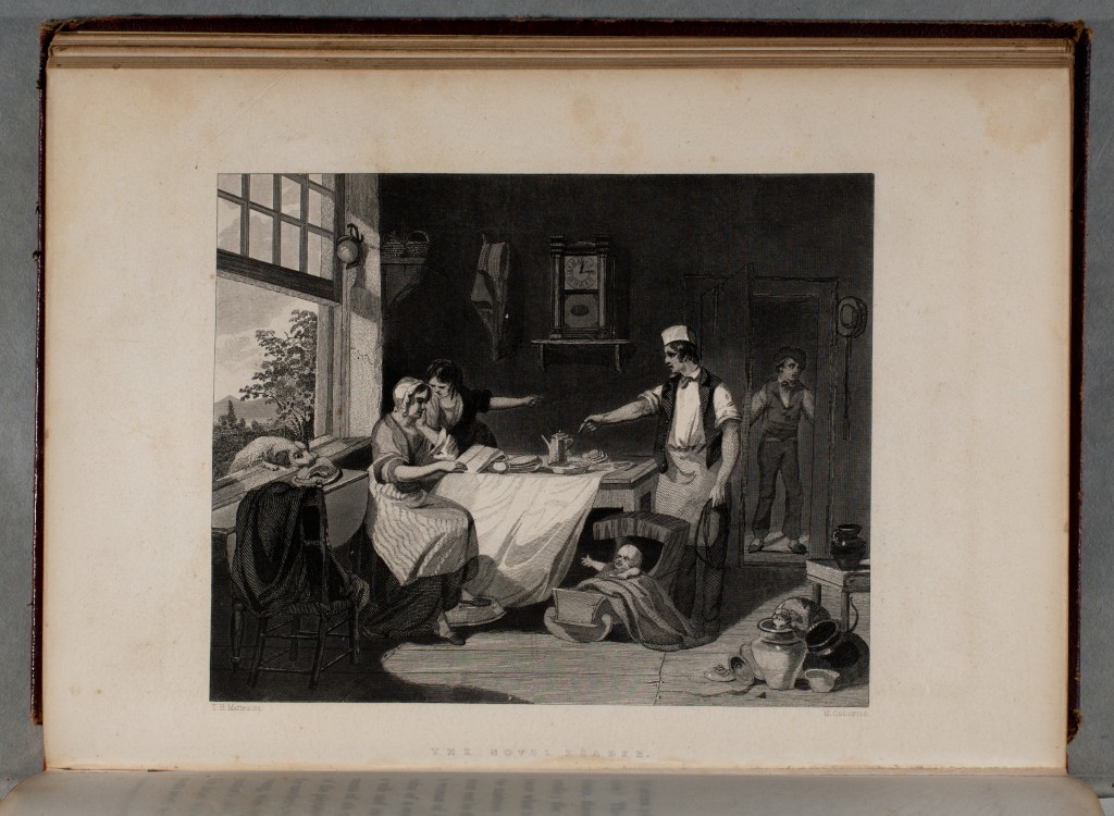 This mid-nineteenth-century engraving depicts some of the dangers of novel reading for women.